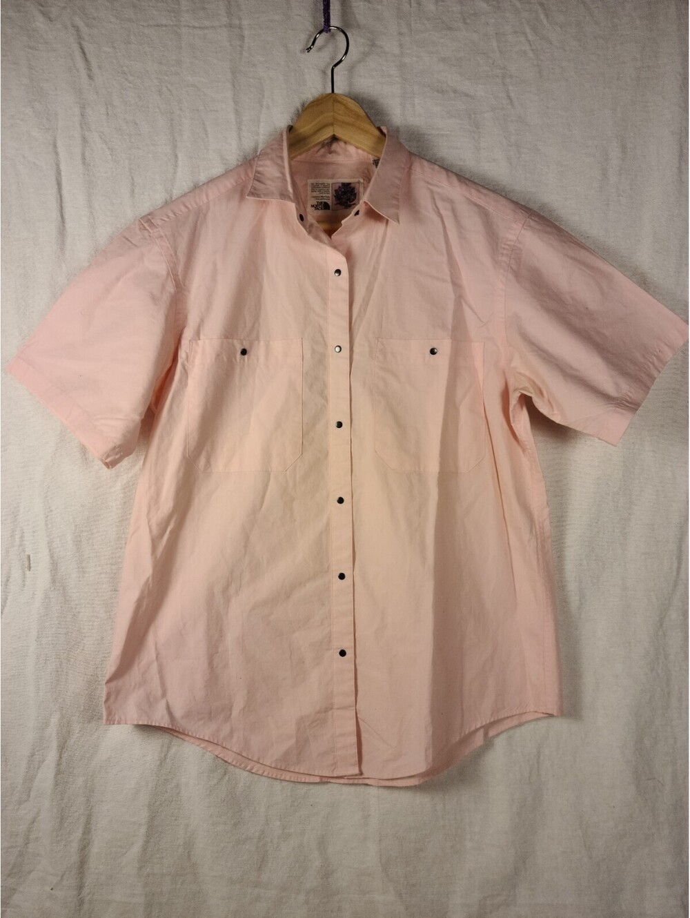 Vintage North Face Short Sleeve Pink Button Up Womens M